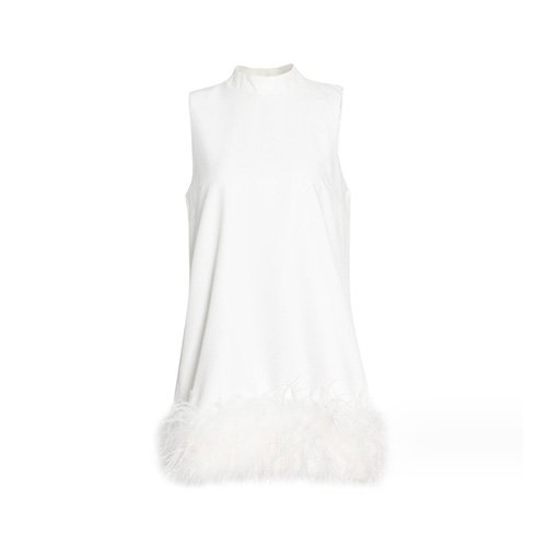 Custom Solid Color Feather Patchwork Dress Women