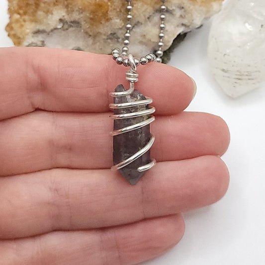 Tibetan Quartz Necklace in Silver - Crystal for Spiritual Clarity