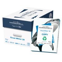 Hammermill Great White Copy Paper, White, Letter (8.5" x 11"), 5000 Sheets Per Case, 20 Lb, 92 Brightness, 30% Recycled